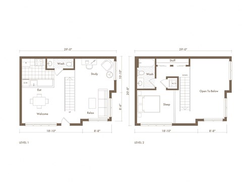 A floor plan of a two-level home with labeled rooms such as "Welcome" and "Sleep.".